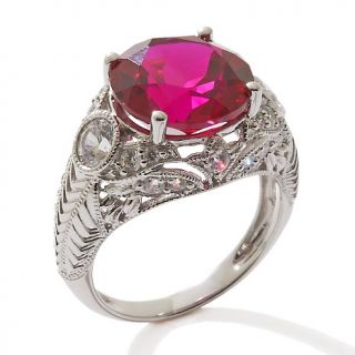 Xavier 6.32ct Absolute™ and Created Ruby Sterling Silver Engraved