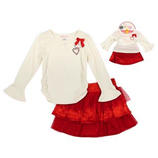 153 017 dollie me dollie and me ivory and red 2 piece skirt sets