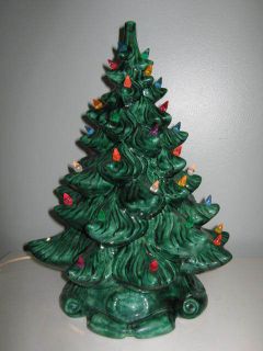 ceramic vintage lighted Christmas tree green marked Jill 1982