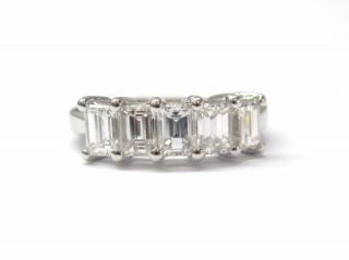 Fine 5 Stone Emerald Cut Diamond Anniversary Ring 2 71C