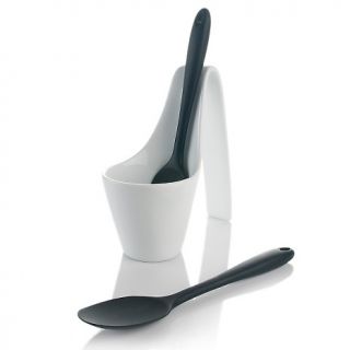 166 244 curtis stone keep it clean ceramic spoon rest with 2 silicone