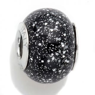 239 158 charming silver inspirations black glitter glass bead rating