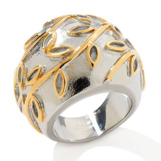 166 475 colleen lopez leaf 2 tone stainless steel dome ring rating 26