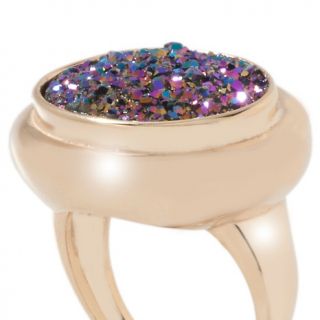 Jewelry Rings Gemstone Technibond® Oval Drusy Quartz East/West