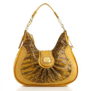 163 659 sharif iguana embossed leather hobo with chain detail note