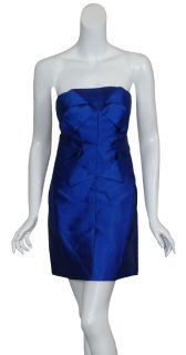 Nicole Miller Cobalt Blue Dupioni Silk Eve Dress 6 New