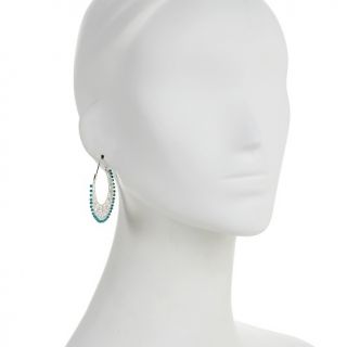 Isharya 925 Sterling Silver Filigree and Gemstone Hoop Earrings