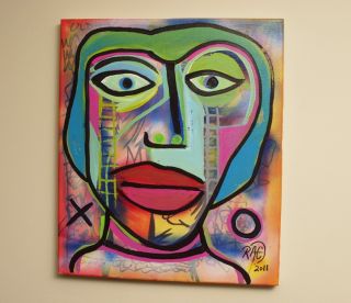 Original Abstract Face Art Painting by Raeart Defaced