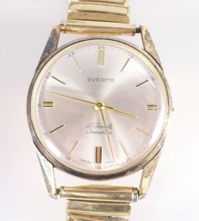Vintage Everite Gold Plated Mens Wristwatch 17j Incabloc Swiss 971519