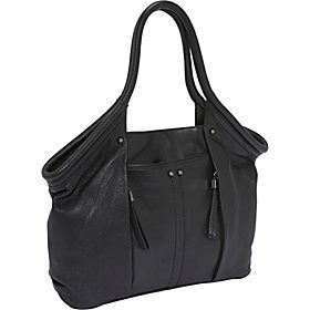 Perlina Emmy Tote Leather Black One Size GUC 198