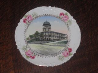ANTIQUE WHEELOCK EUREKA SPRINGS THACH COTTAGE & ROSES PLATE MADE IN