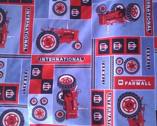 IH Farmall Blues Reds Tractor Fabric by The Yard Quilt