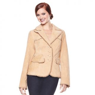 192 985 iman soft supple embellished trim suede jacket rating 6 $ 49