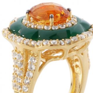 Carlo Viani 4.25ct Citrine, Green Onyx and White Topaz Vermeil Ring at