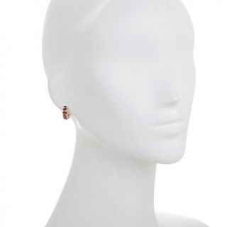 Victoria Wieck .9ct Fire Opal and White Topaz 2 Tone Hoop Earrings at