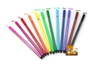  colors felt tip pens sign pens set cylinder case_12 colors sign pens