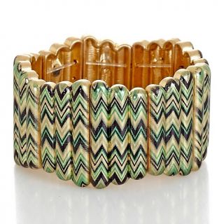 191 582 colleen lopez black and green ribbed metal stretch bracelet