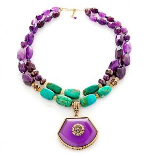 182 667 studio barse amethyst and turquoise bronze 17 1 2 necklace