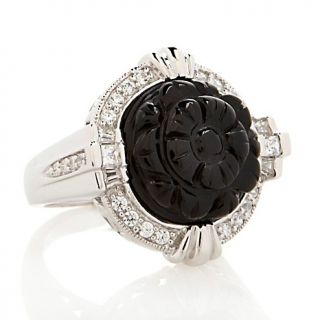 207 685 absolute 5ct carved flower black onyx and pave frame ring