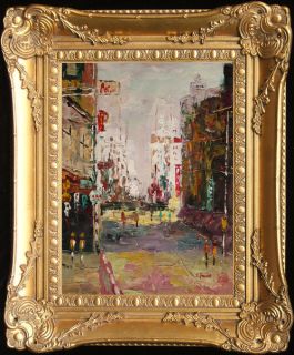 Faure_New York Street Scene_Original Oil Painting+Wood Frame