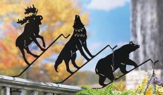 Angled Deck Outdoor Plant Hangers w Bear Moose Wolf