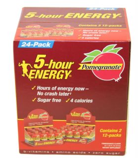 NEW 5 Hour Energy Drink Pomegranate Flavor 24 Pack Sealed Bottles EXP