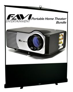 FAVI Rio HD LED Projector 100 inch Portable Pull Up Projection Screen