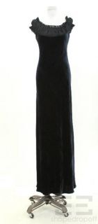 Melinda Eng Navy Velvet Silk Long Evening Dress Size 6