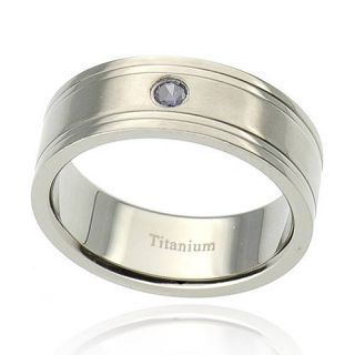  Grooved Satin Round Alexandrite Simulated Titanium Wedding Ring Sz 11