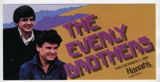 The Everly Brothers Harrahs Lake Tahoe Postcard 1984
