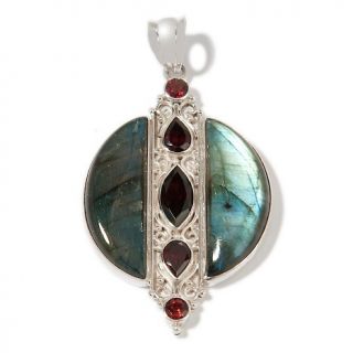 Himalayan Gems™ Labradorite and Garnet Sterling Silver Pendant at