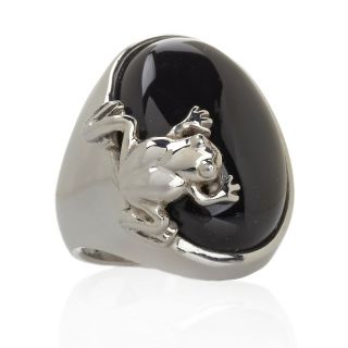 202 928 stately steel oval agate frog accent ring note customer pick