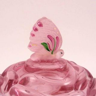 Fenton Glass Madras Pink HP Butterfly Candy Box C9280