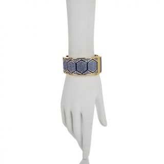 AKKAD Perfecta Blue Crystal and Enamel Hinged Bangle Bracelet