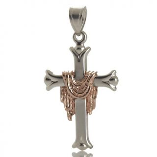 205 008 michael anthony jewelry 2 tone robed cross sterling silver