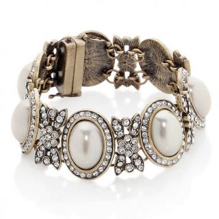 206 668 universal vault simulated pearl and crystal goldtone link