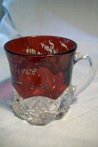 Ruby Red Flash Glass Worlds Fair Cup 1904 St Louis MO