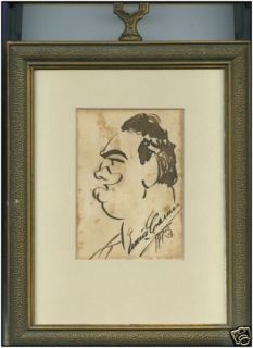 Enrico CARUSO (Tenor) Signed Caricature Self Portrait