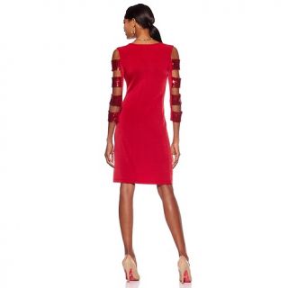 Slinky® Brand Cutout Sleeve Dress with Sequin Straps at