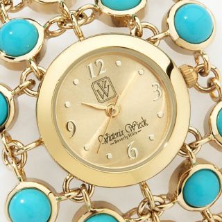 Victoria Wieck 5 Row Turquoise Cabochon Mesh Bracelet Watch