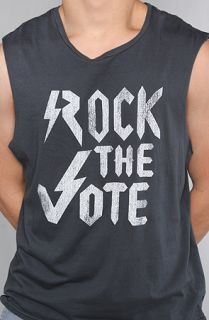 The Original Retro Brand The Rock The Vote Sleeveless Tee in Charcoal