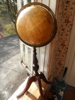 1930s Antique Replogle Library World Floor Globe Duncan Phyfe Style
