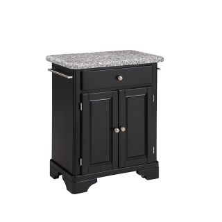 Home Styles Premium Cuisine Kitchen Cart   Black with Gray Granite Top