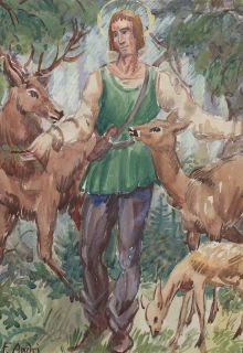 FERDINAND ANDRI (1894 1992) ST. EUSTACHIUS HUBERTUS JAGD SEZESSION