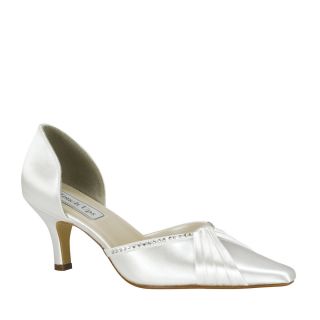Fernanda White Satin Dyeable Pointy Toe Pumps Bridal Wedding Shoes