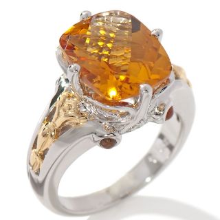 Victoria Wieck Fire Citrine and Citrine Sterling Silver 2 Tone Ring at