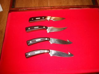  4 Used Schrade Sheath Knives All USA