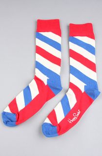 Happy Socks The Polka Stripe Socks in Navy Red