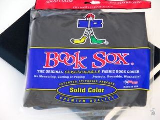 Jet Black Stretch Fabric Book Sox Cover Jumbo Solid Midnight NIP