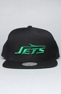 Mitchell & Ness The New York Jets Logo Snapback Hat in Black